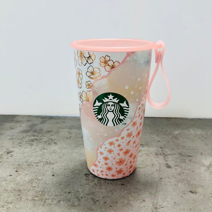 Starbucks Botella de acero inoxidable en capas con forma de copa con correa 355 ml SAKURA2025